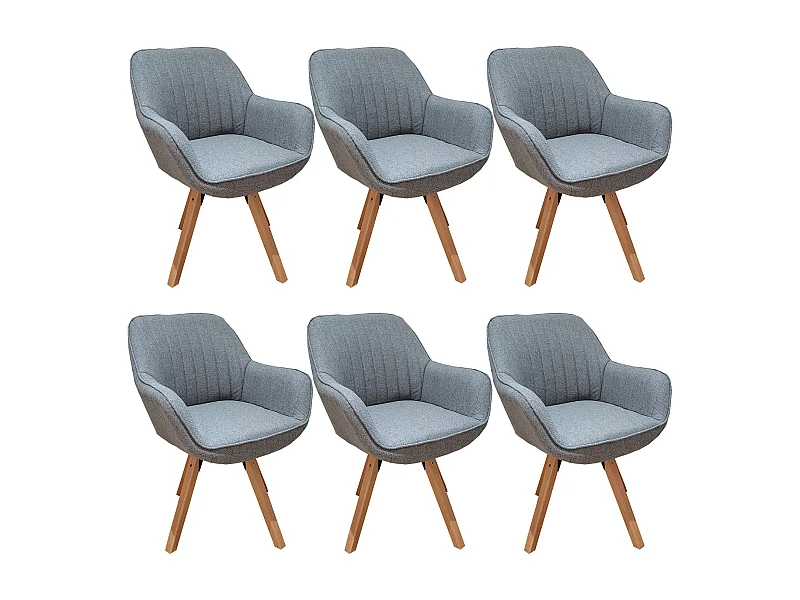 Lot de 6 fauteuil de salle à manger rotatif style scandinave en gris tissu,CARSON