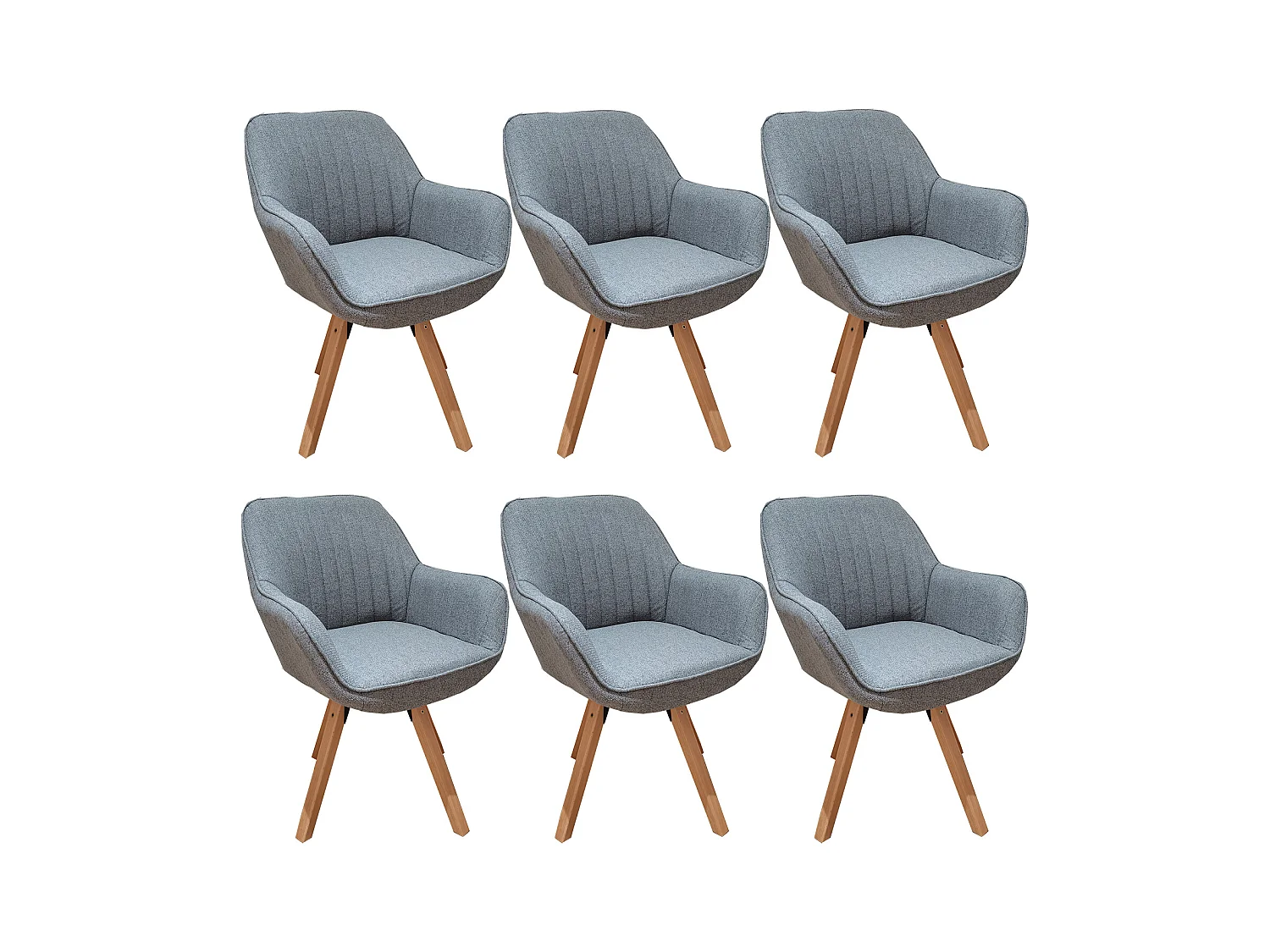 Lot de 6 fauteuil de salle à manger rotatif style scandinave en gris tissu,CARSON
