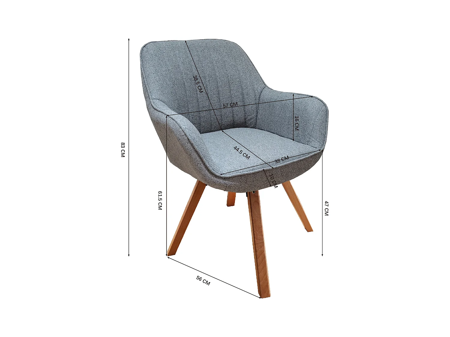 Lot de 6 fauteuil de salle à manger rotatif style scandinave en gris tissu,CARSON