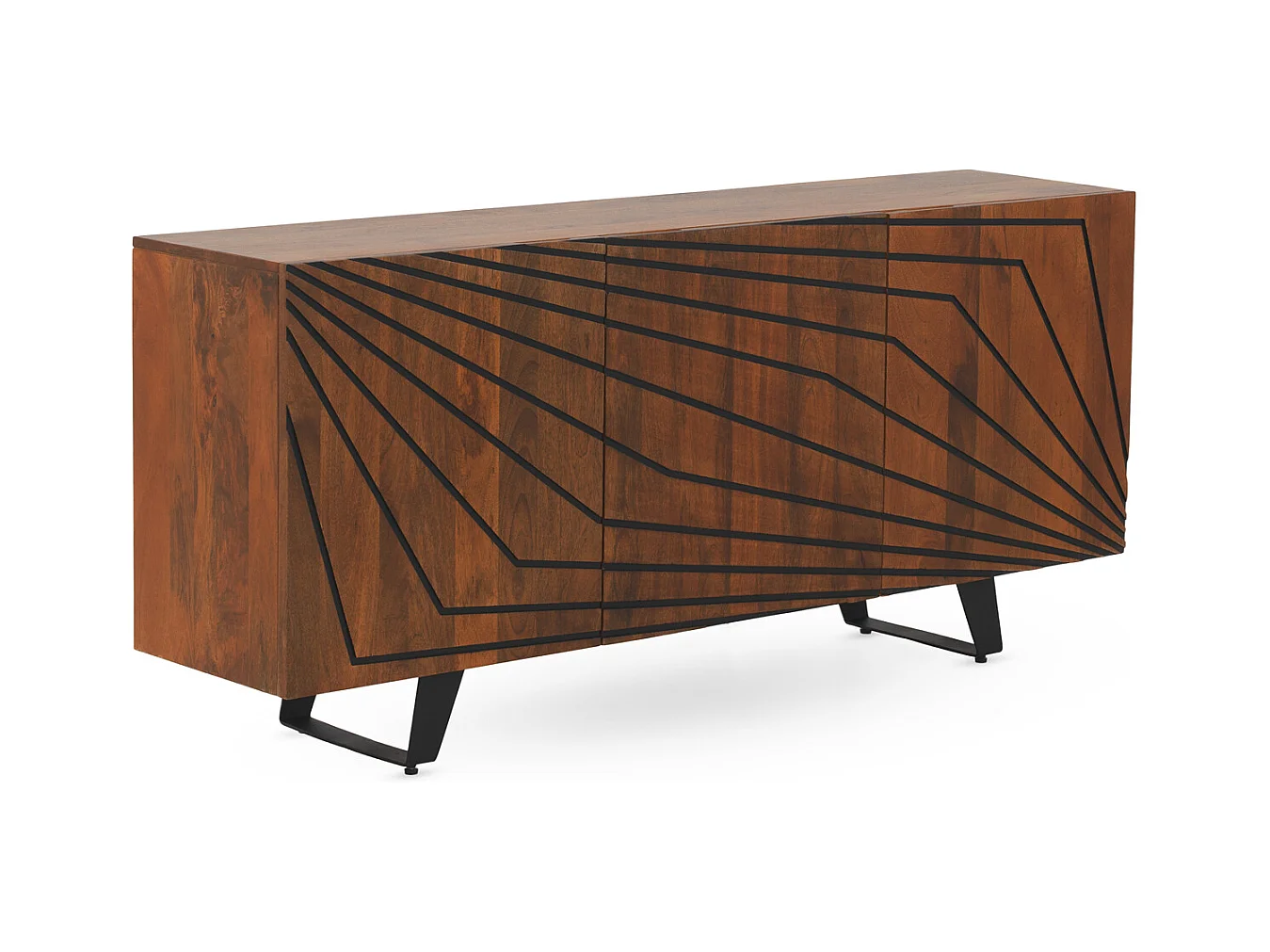 Buffet 3 portes en bois massif de manguier avec