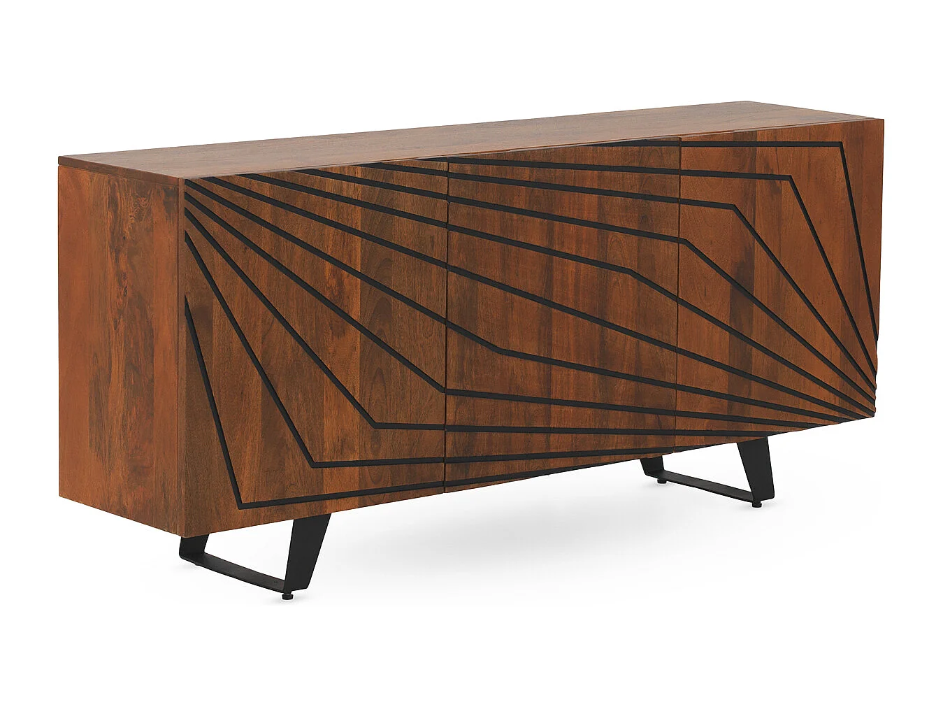 Sideboard mit 3 Türen aus massivem Mangoholz mit