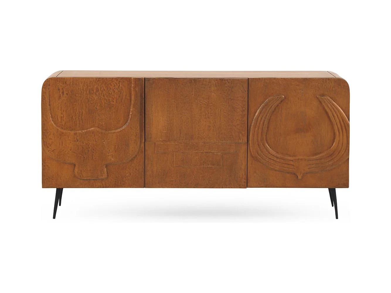 Buffet 3 portes couleur miel en bois massif de manguier