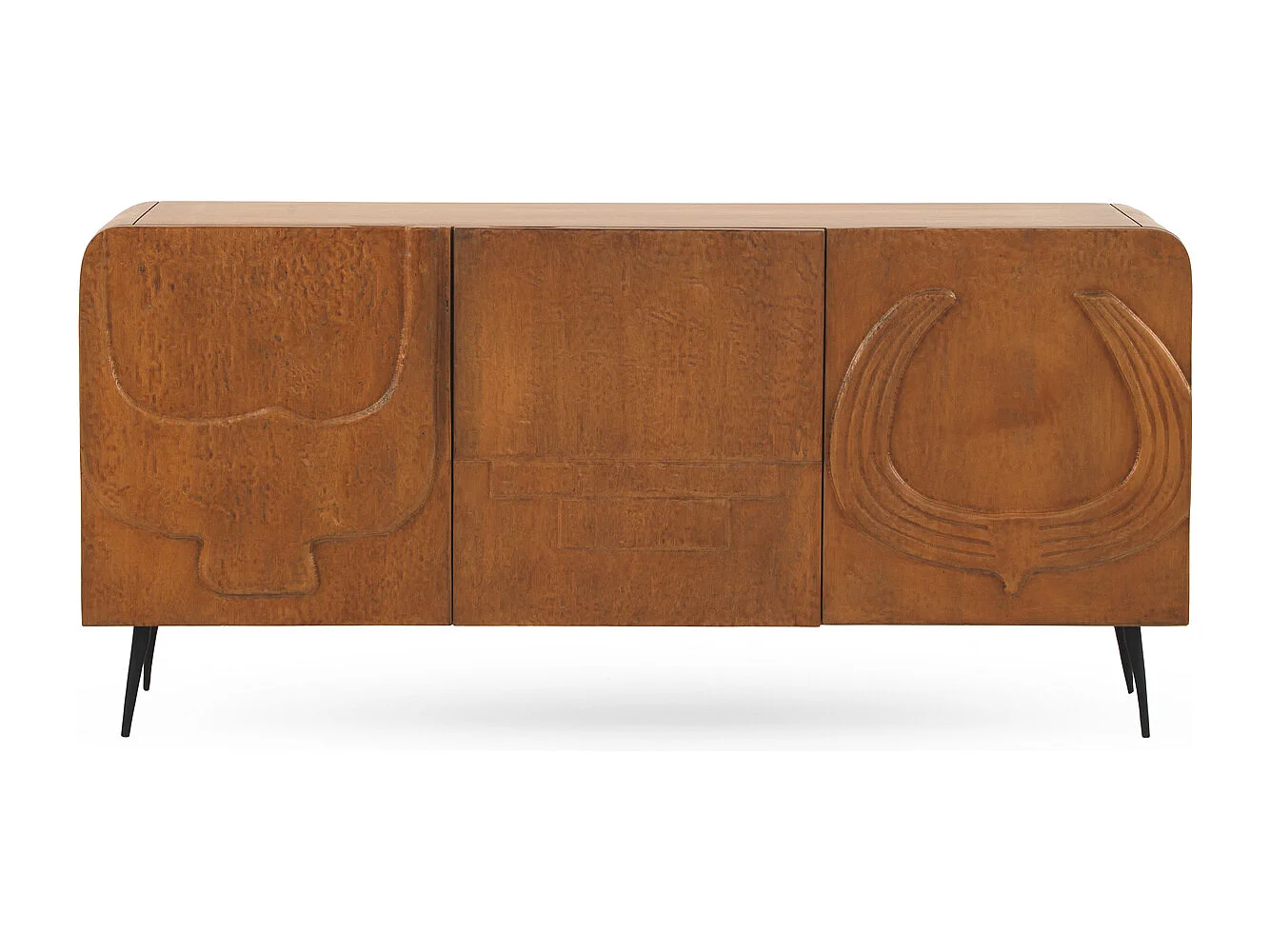 Sideboard mit 3 Türen in Honigfarbe aus massivem Mangoholz