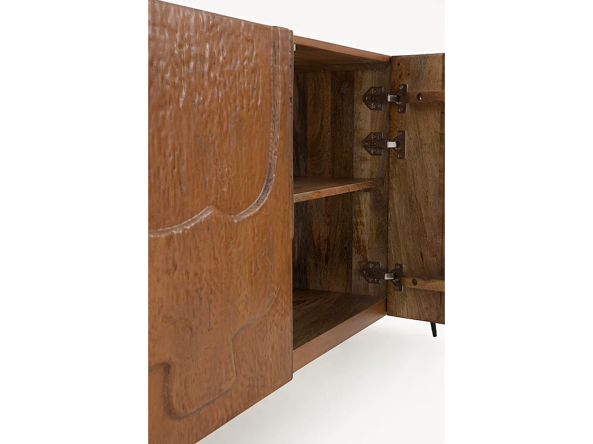 Sideboard mit 3 Türen in Honigfarbe aus massivem Mangoholz