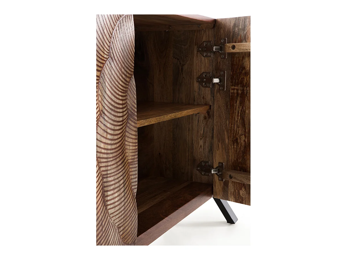 Buffet 3 portes en bois massif de manguier avec pieds noirs