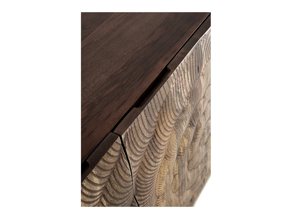 Buffet 3 portes en bois massif de manguier avec pieds noirs