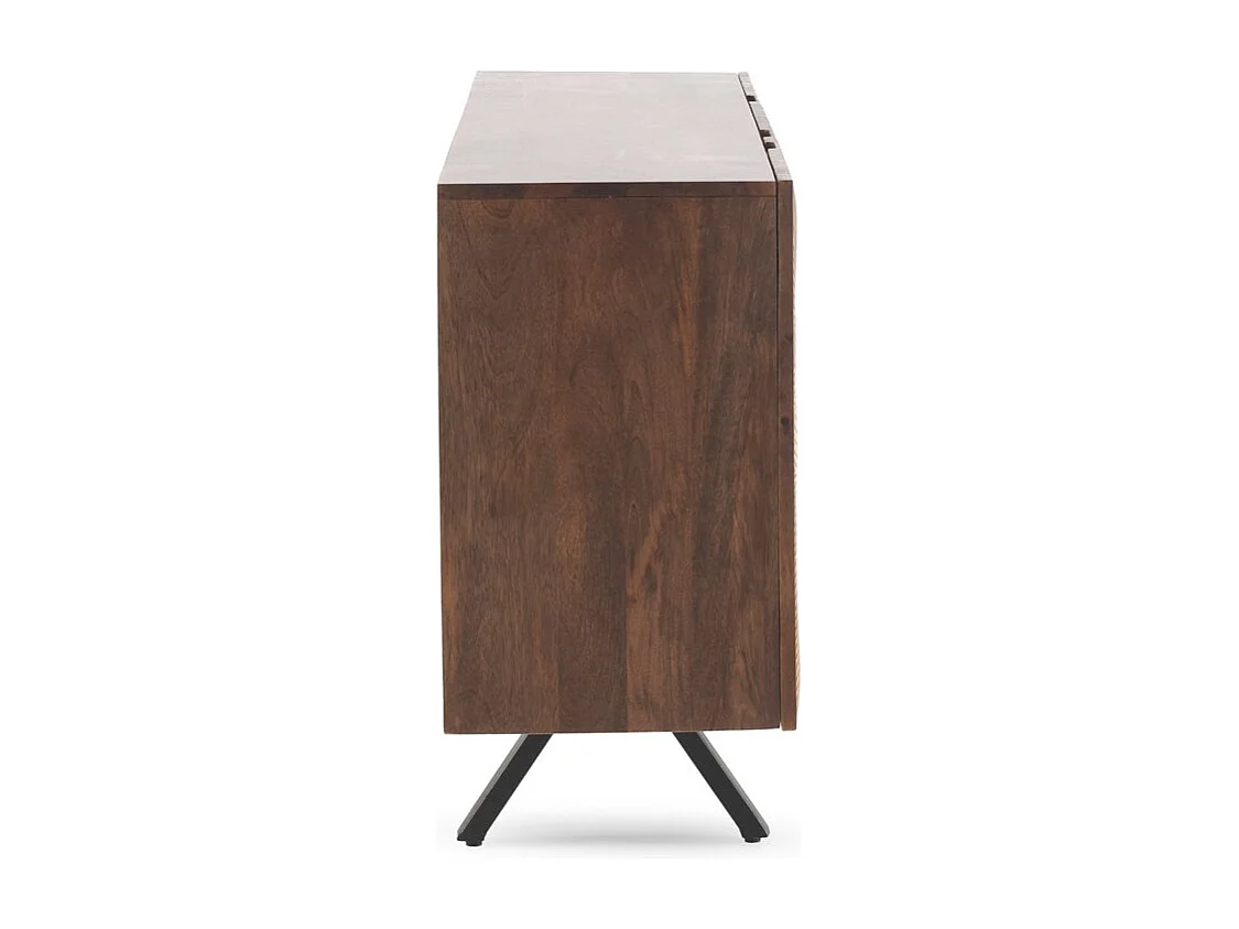 Sideboard mit 3 Türen aus massivem Mangoholz mit schwarzen Beinen
