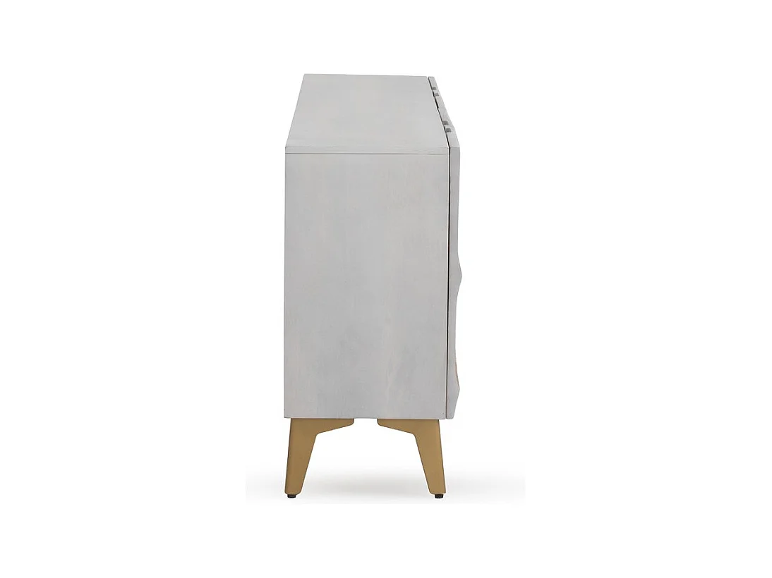 Sideboard mit 4 Türen, weiß patiniert, aus Mangoholz