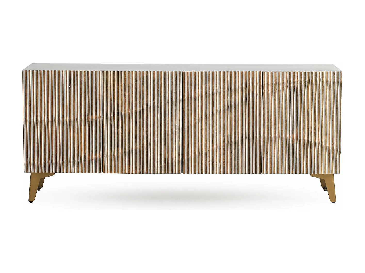 Aparador de 4 puertas patinado blanco de madera de mango