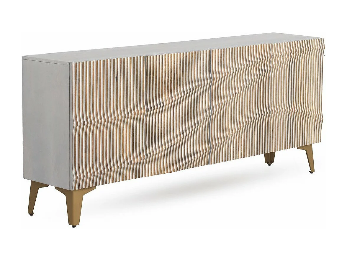 Aparador de 4 puertas patinado blanco de madera de mango