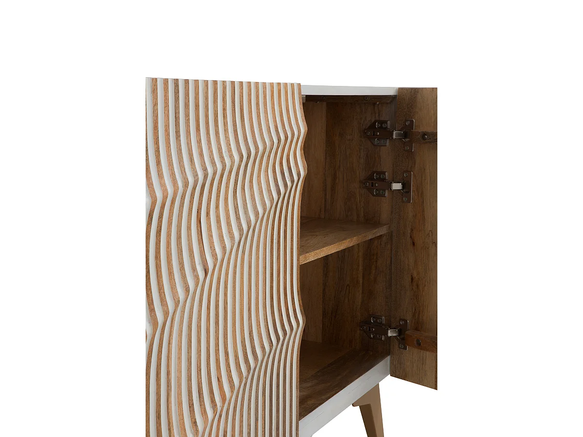 Aparador de 4 puertas patinado blanco de madera de mango