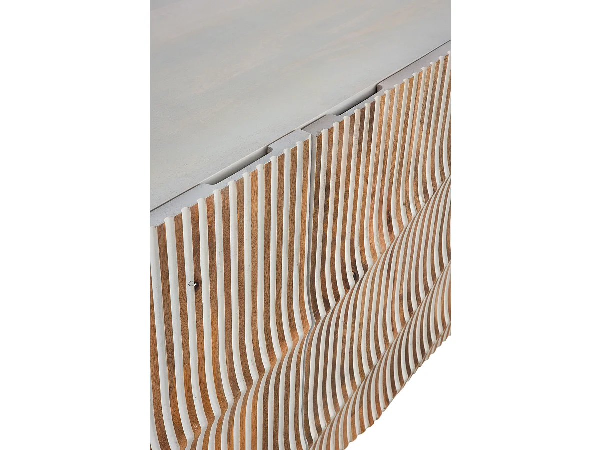 Aparador de 4 puertas patinado blanco de madera de mango