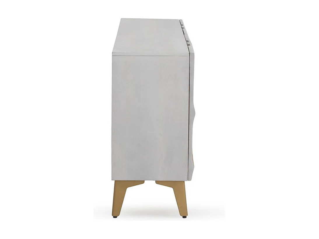 Buffet 4 portes patiné blanc en bois de manguier