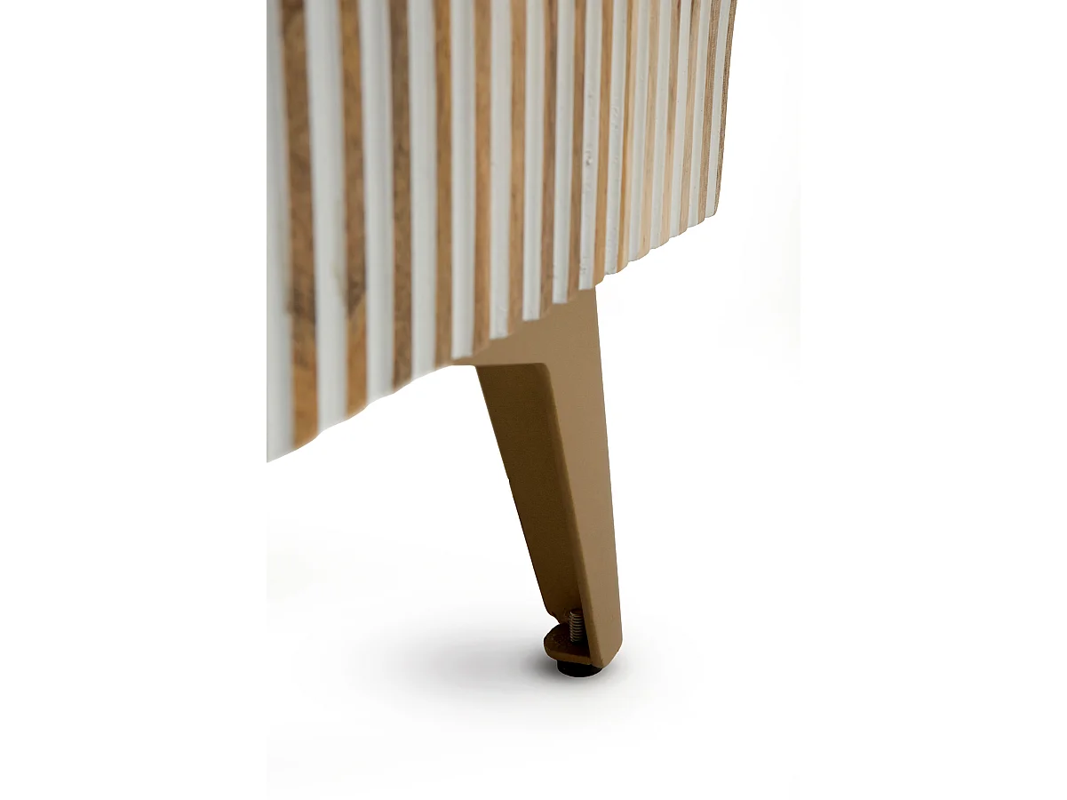 Buffet 4 portes patiné blanc en bois de manguier