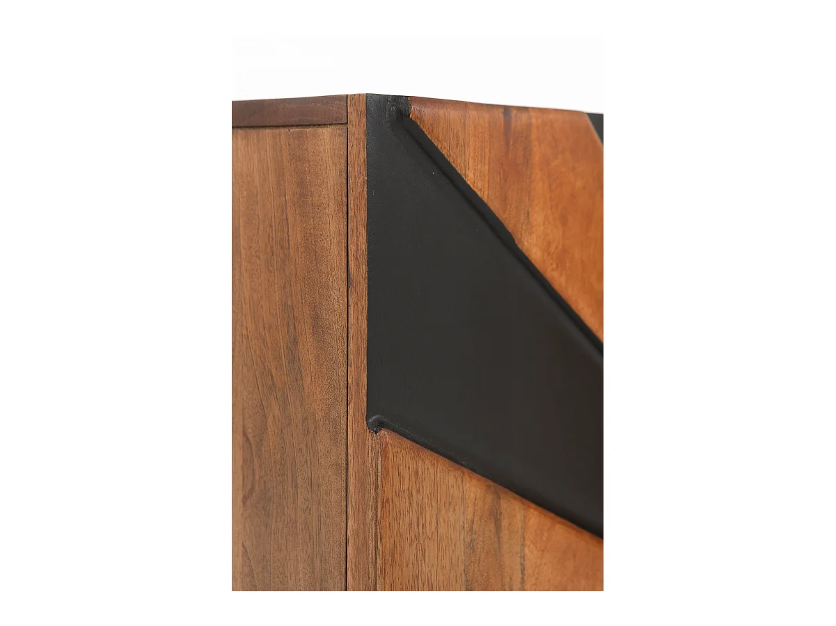 Buffet 3 portes en bois massif de manguier avec pieds en bois noir