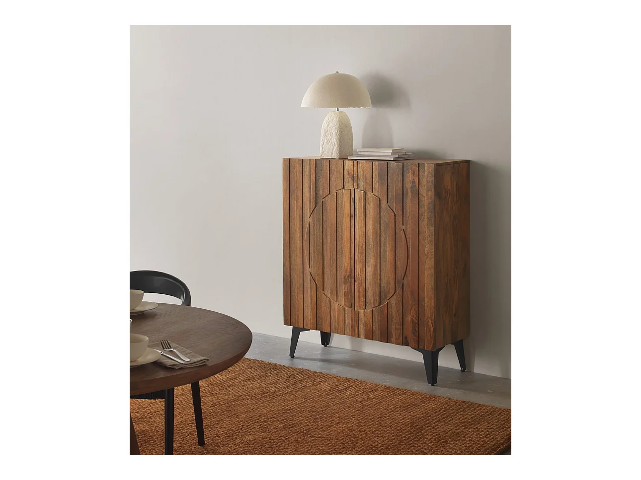 Buffet haut 2 portes en bois massif de manguier