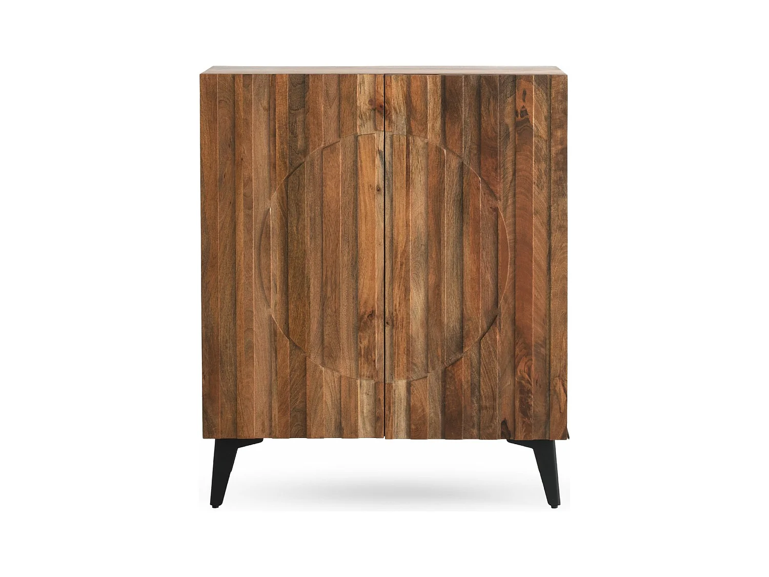 Hohe Sideboard mit 2 Türen aus massivem Mangoholz