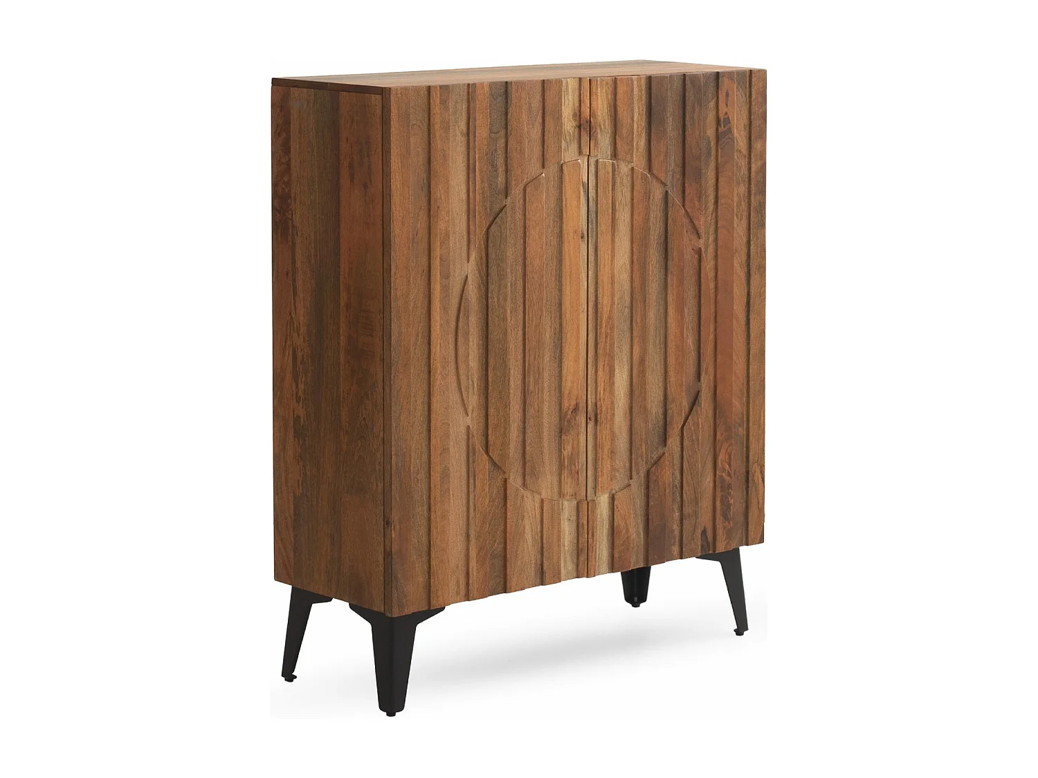 Hohe Sideboard mit 2 Türen aus massivem Mangoholz