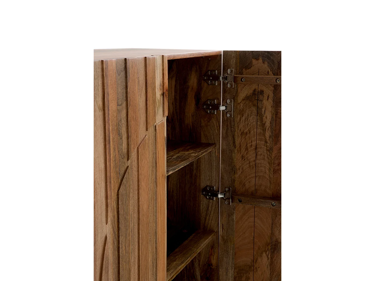 Hohe Sideboard mit 2 Türen aus massivem Mangoholz