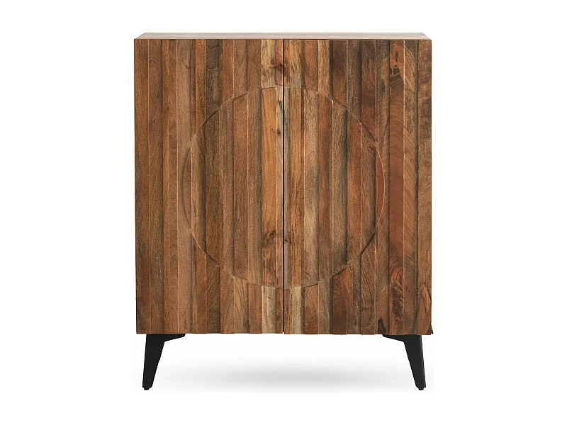Hohe Sideboard mit 2 Türen aus massivem Mangoholz