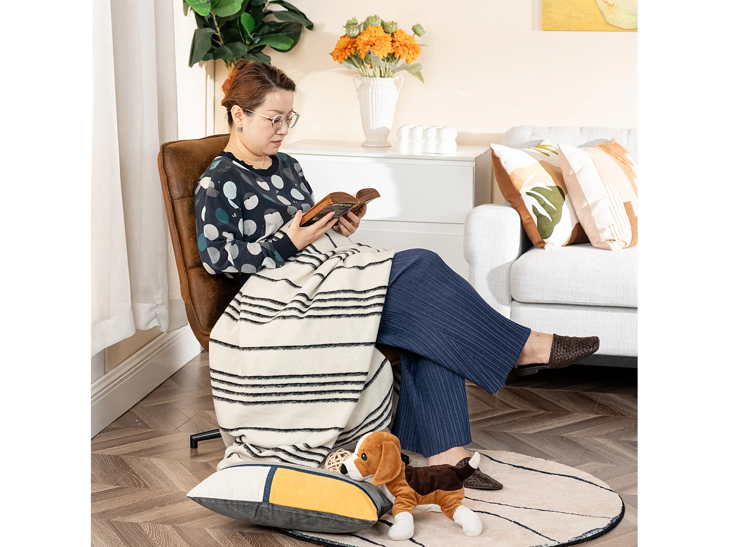 Fauteuil pivotant réglable en hauteur sans accoudoir en tissu microfibre style rétro vintage,CHARLOTTE