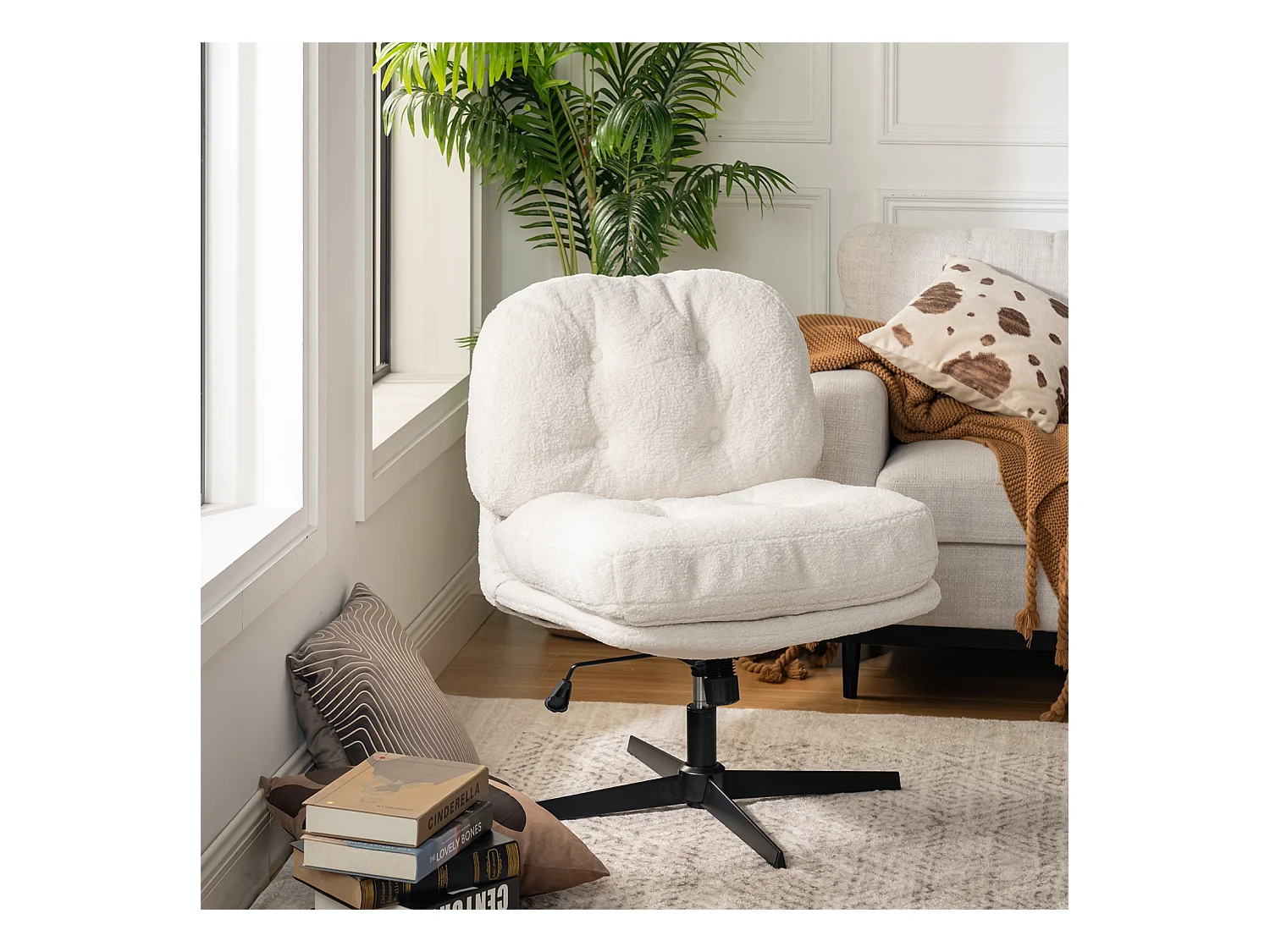 Fauteuil pivotant réglable en hauteur sans accoudoir en bouclette,ALINTONEX