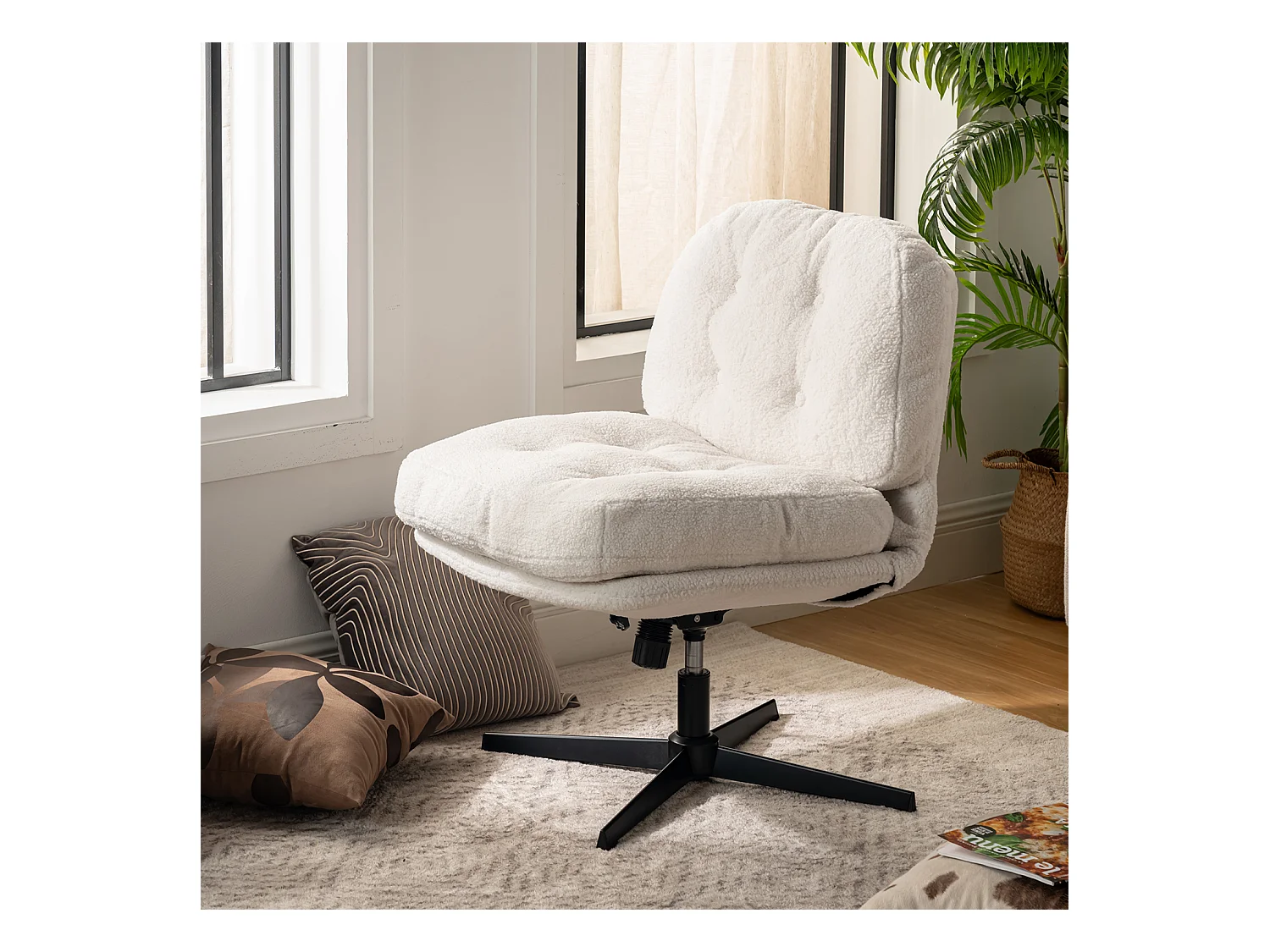 Fauteuil pivotant réglable en hauteur sans accoudoir en bouclette,ALINTONEX