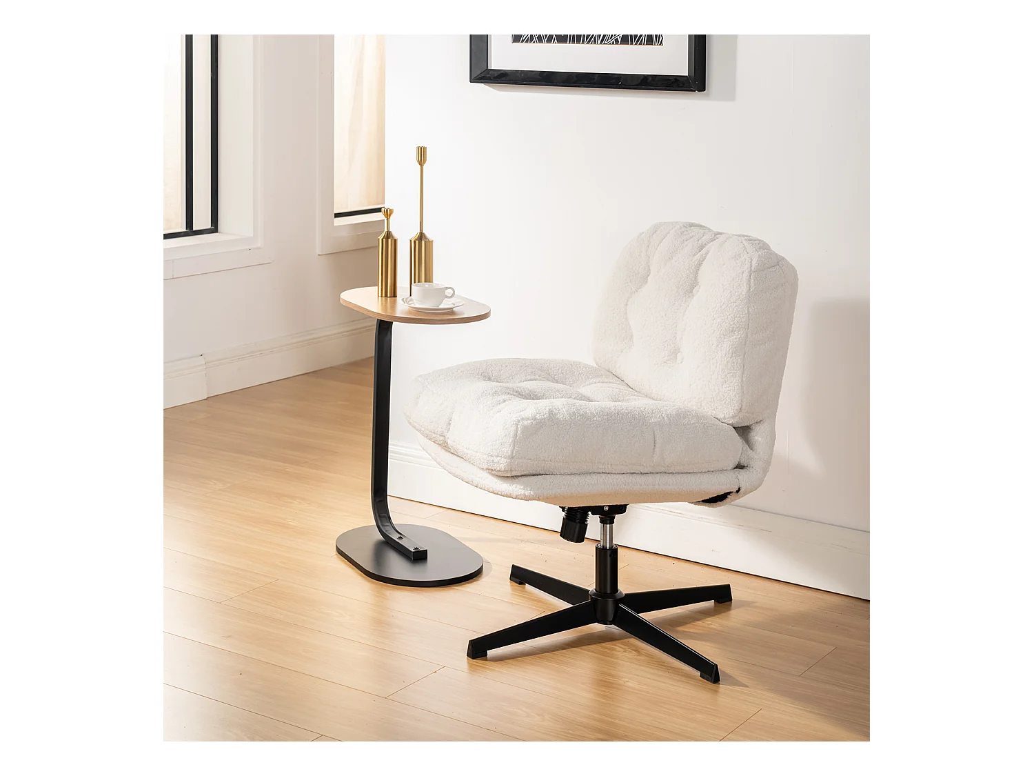 Fauteuil pivotant réglable en hauteur sans accoudoir en bouclette,ALINTONEX