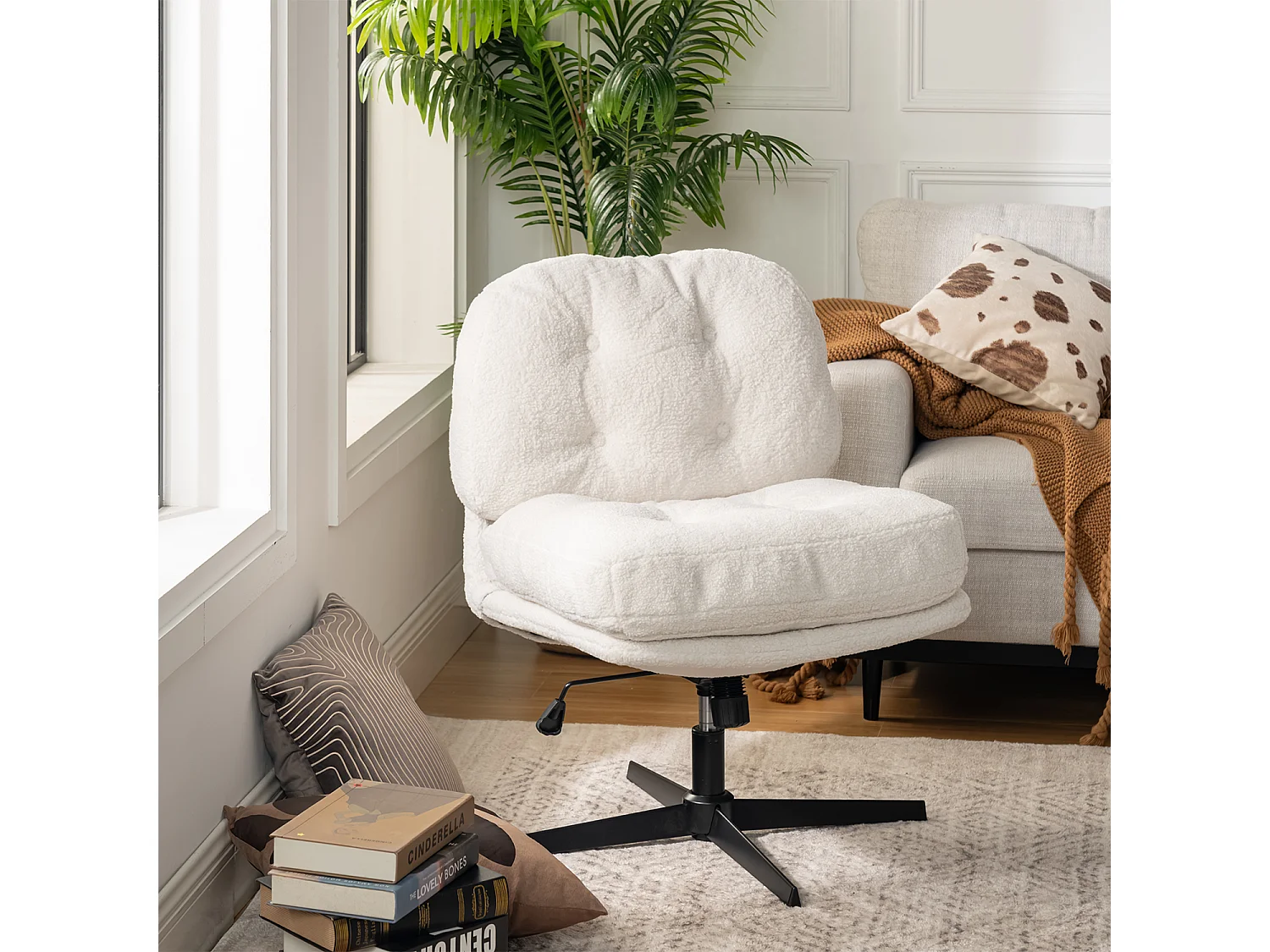 Fauteuil pivotant réglable en hauteur sans accoudoir en bouclette,ALINTONEX