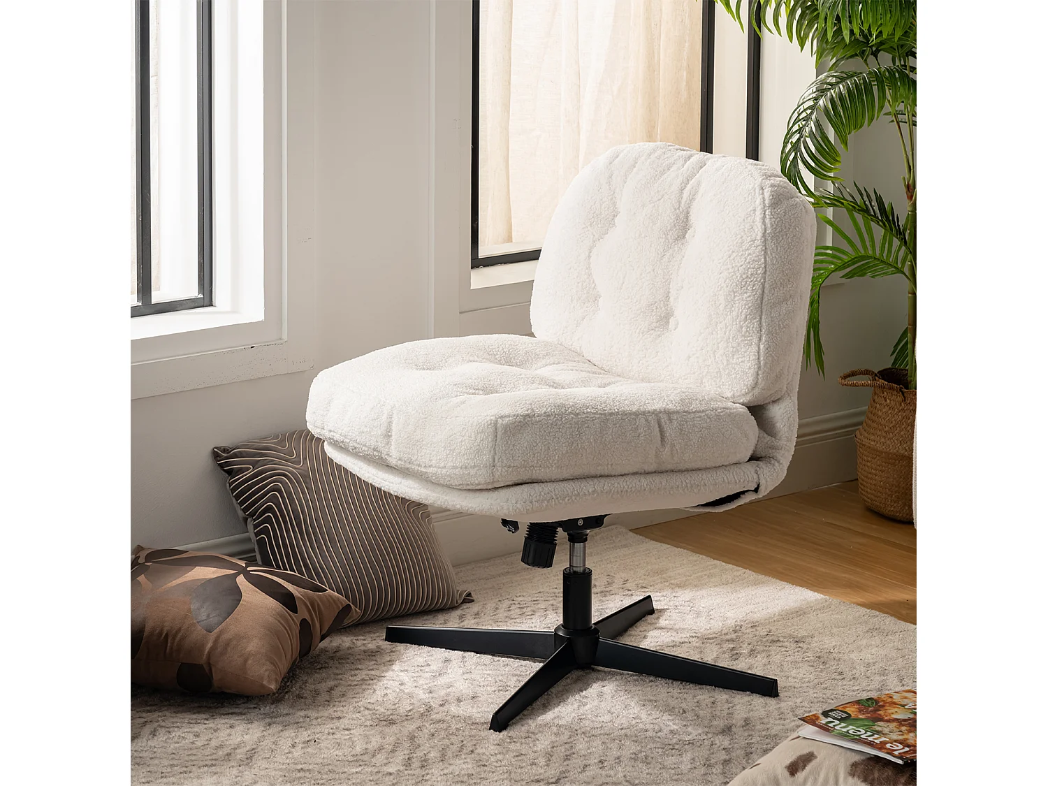 Fauteuil pivotant réglable en hauteur sans accoudoir en bouclette,ALINTONEX