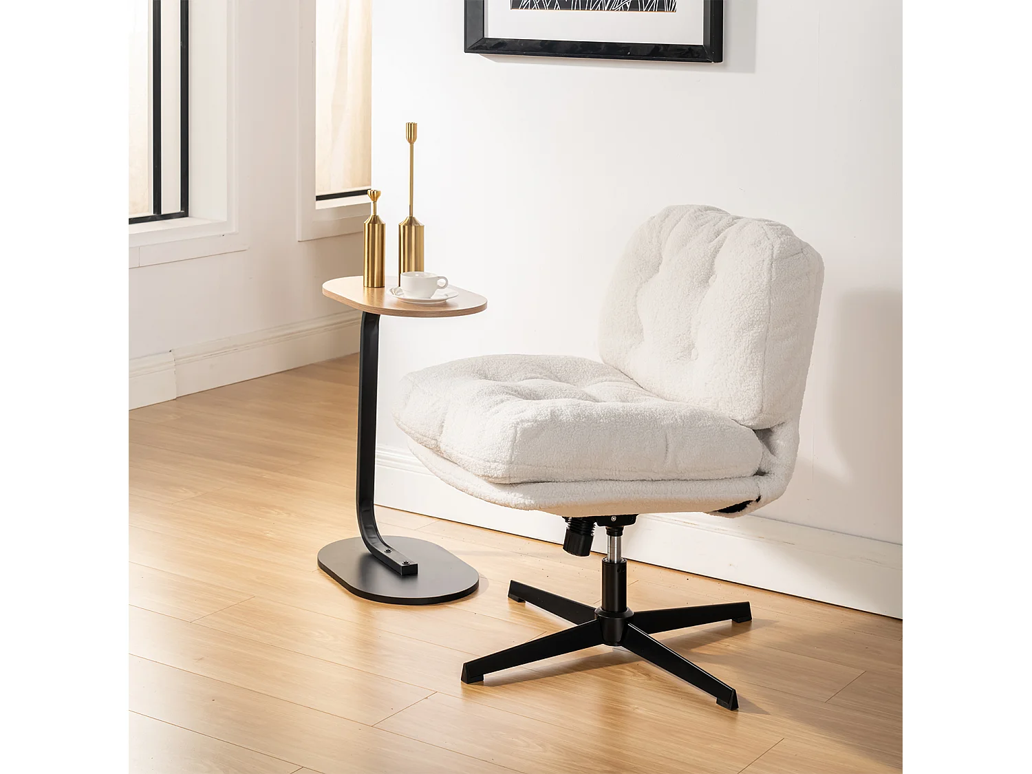 Fauteuil pivotant réglable en hauteur sans accoudoir en bouclette,ALINTONEX