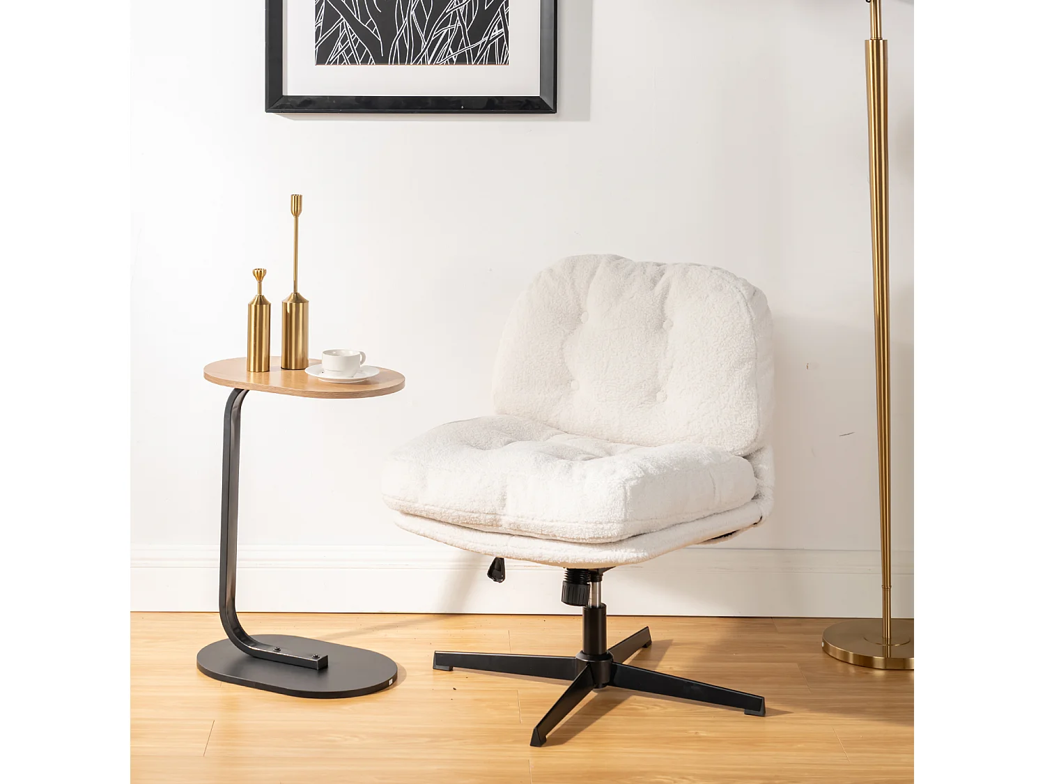 Fauteuil pivotant réglable en hauteur sans accoudoir en bouclette,ALINTONEX