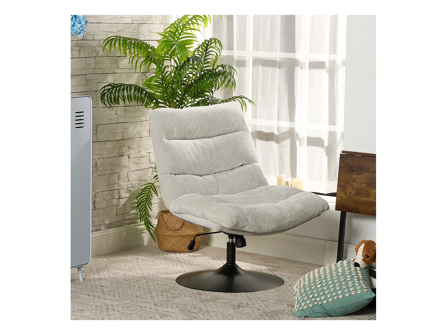 Fauteuil pivotant hauteur réglable avec inclinable sans accoudoirs en bouclette,LAMBERY