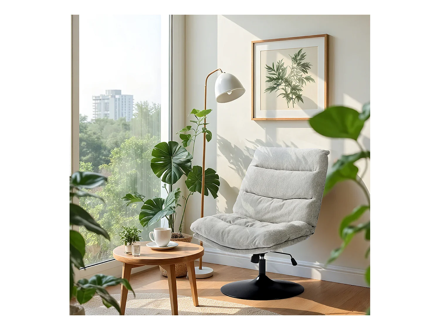 Fauteuil pivotant hauteur réglable avec inclinable sans accoudoirs en bouclette,LAMBERY