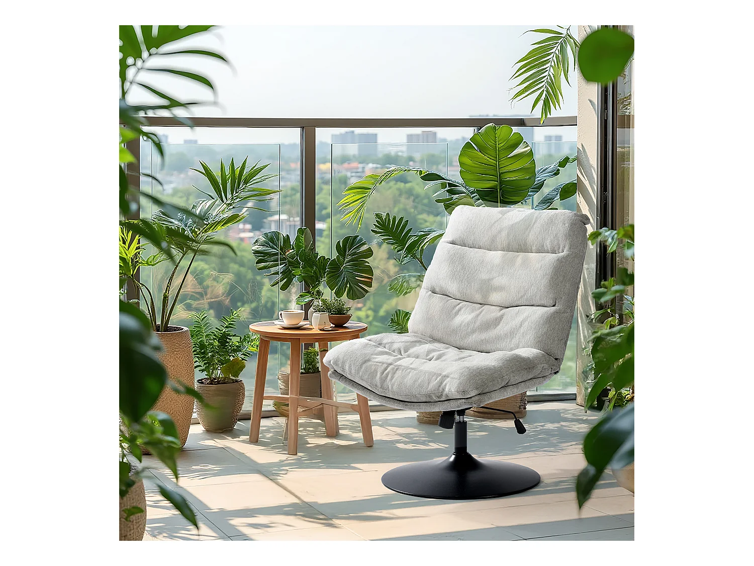 Fauteuil pivotant hauteur réglable avec inclinable sans accoudoirs en bouclette,LAMBERY