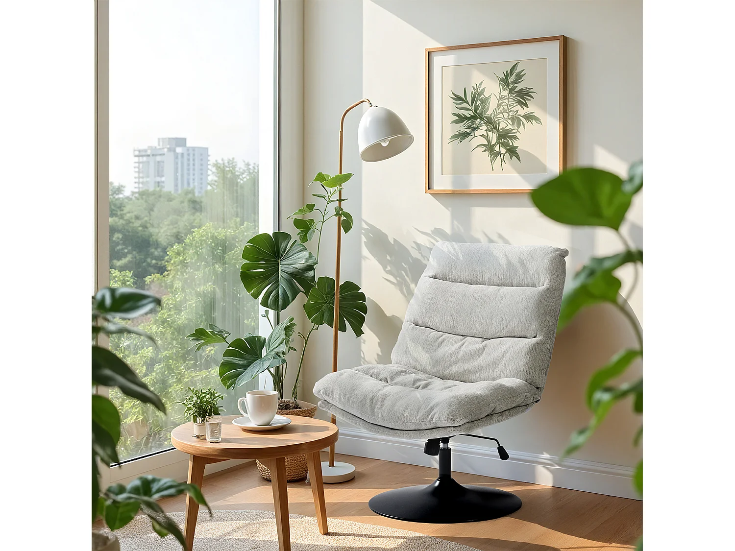 Fauteuil pivotant hauteur réglable avec inclinable sans accoudoirs en bouclette,LAMBERY