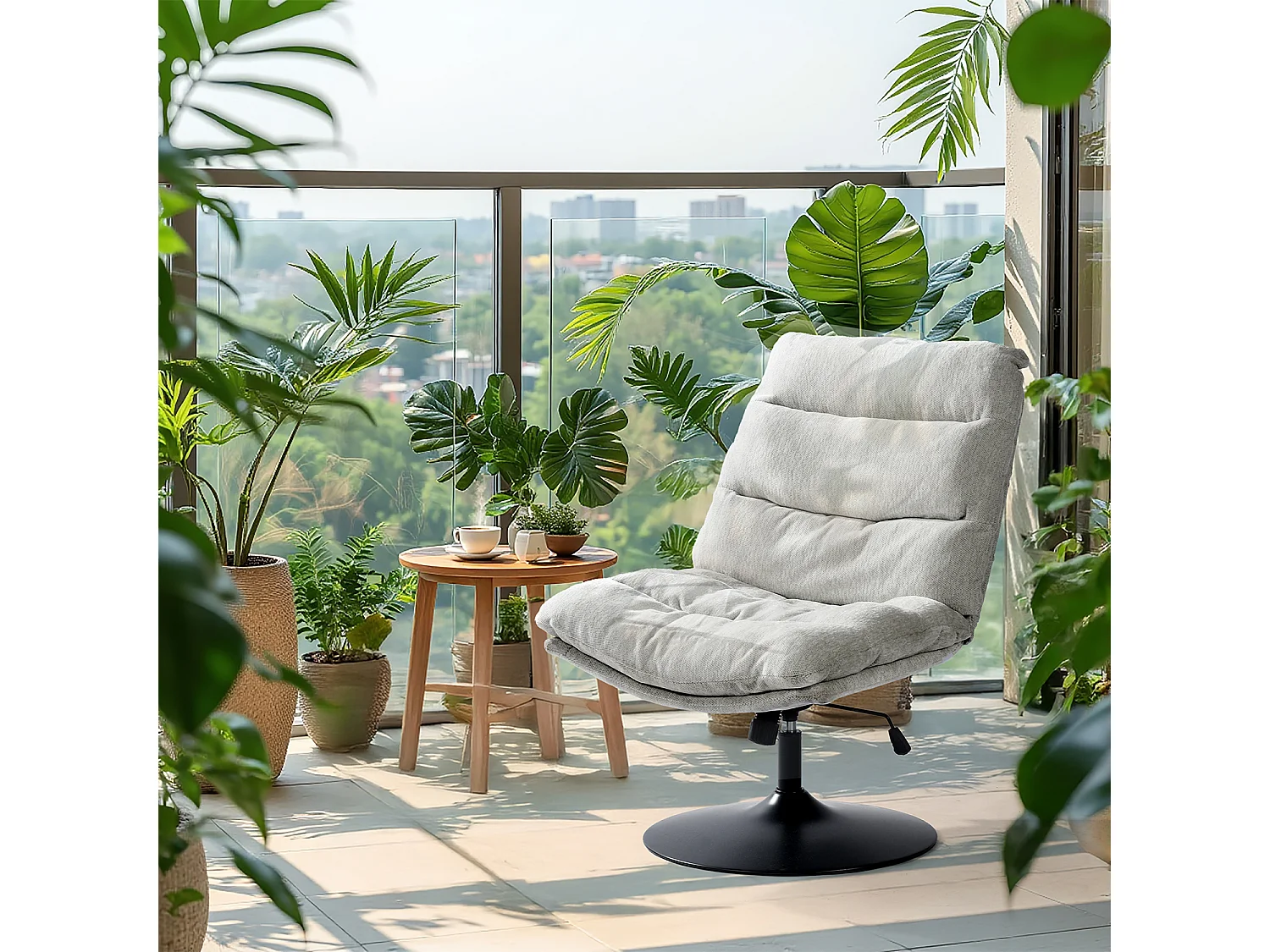 Fauteuil pivotant hauteur réglable avec inclinable sans accoudoirs en bouclette,LAMBERY