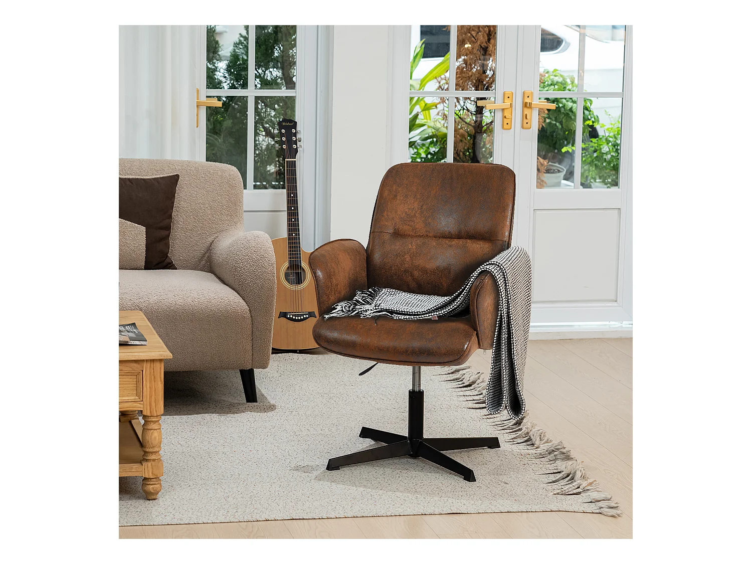 Fauteuil pivotant réglable en hauteur style rétro vintage,THOMASINA