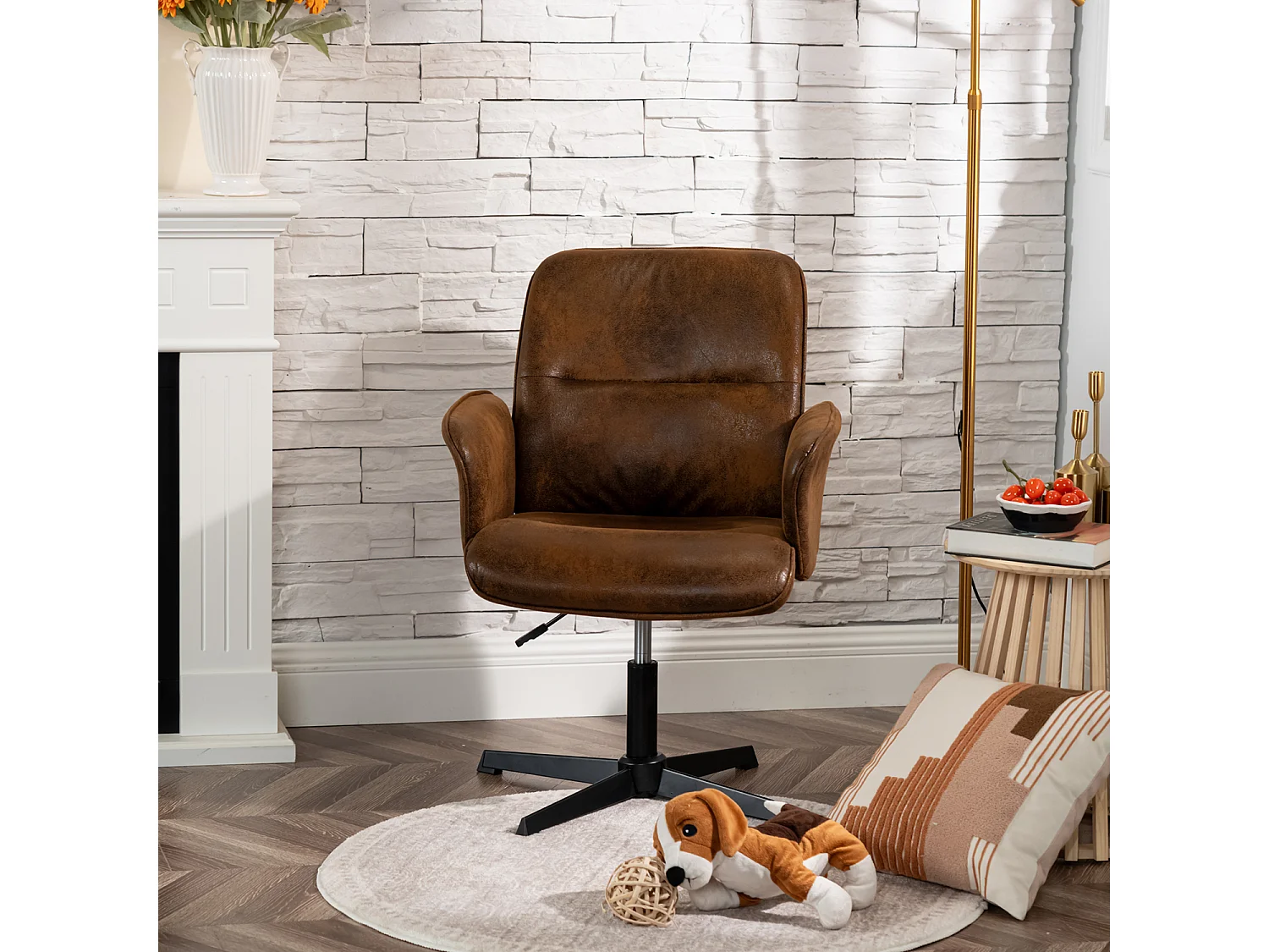 Fauteuil pivotant réglable en hauteur style rétro vintage,THOMASINA