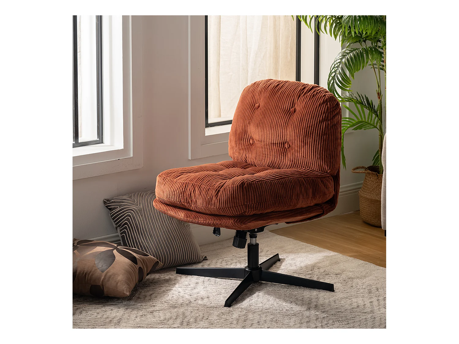 Fauteuil pivotant réglable en hauteur sans accoudoir en velours côtelé,ALINTONEX