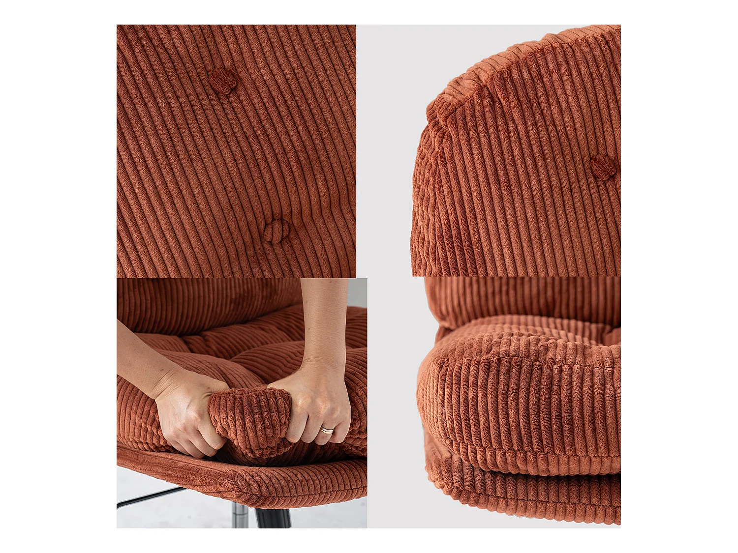 Fauteuil pivotant réglable en hauteur sans accoudoir en velours côtelé,ALINTONEX