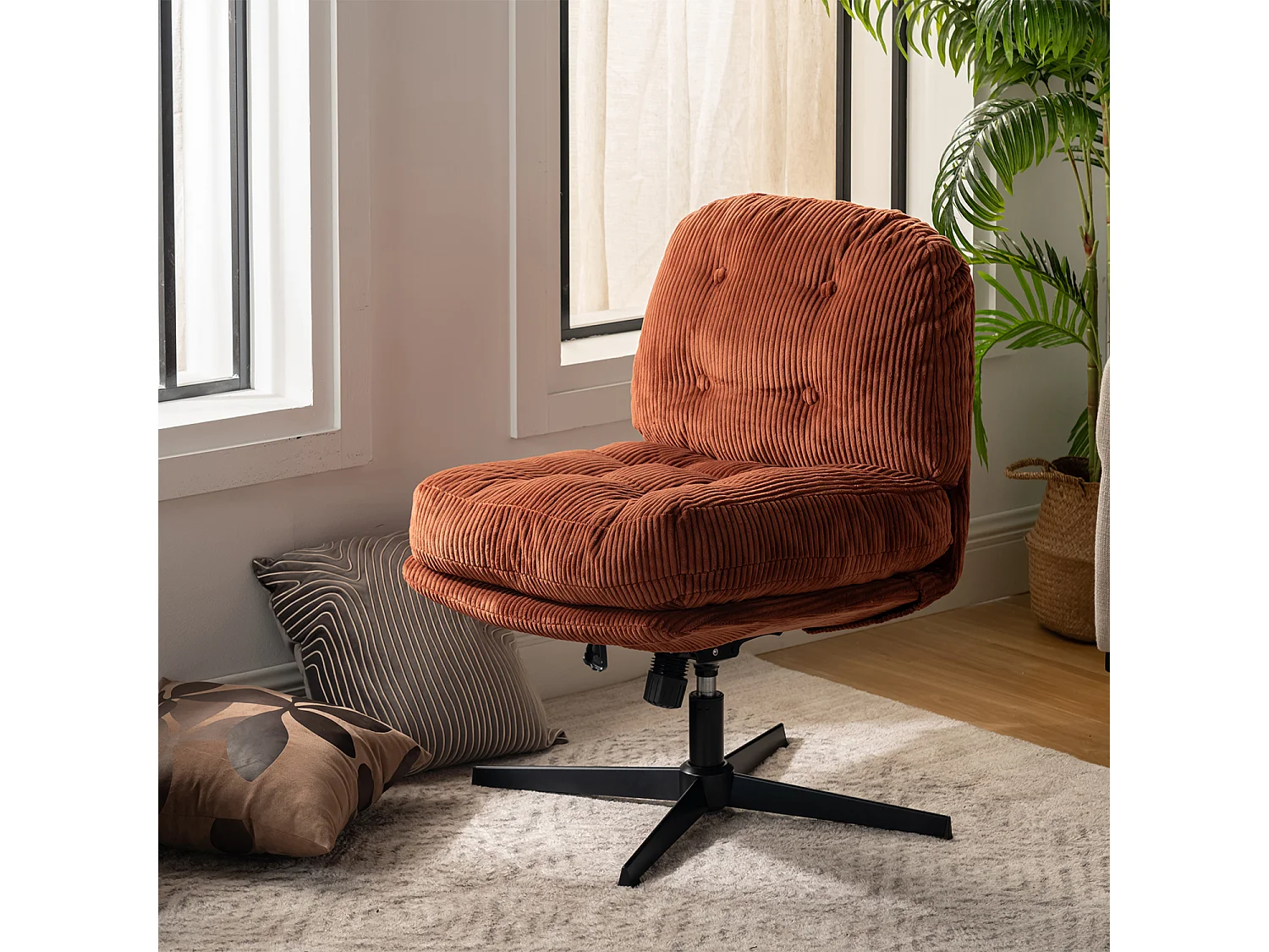 Fauteuil pivotant réglable en hauteur sans accoudoir en velours côtelé,ALINTONEX