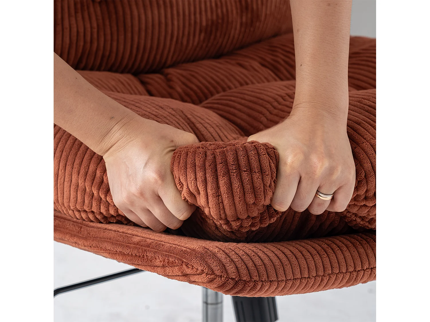 Fauteuil pivotant réglable en hauteur sans accoudoir en velours côtelé,ALINTONEX