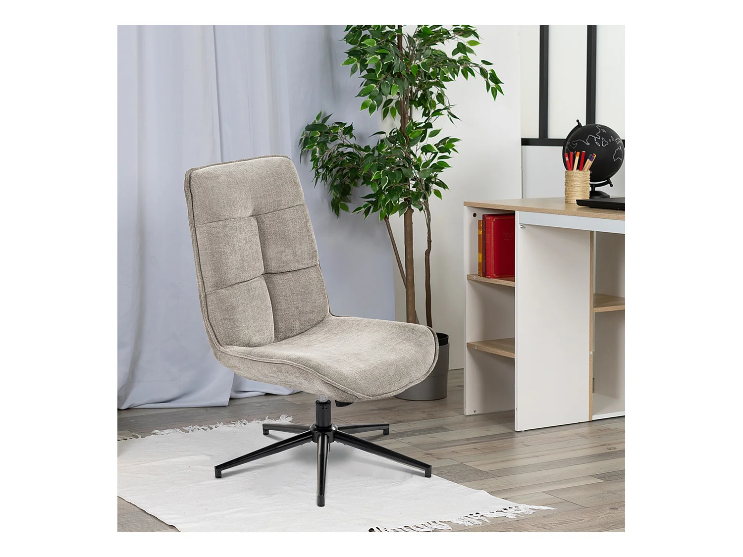 Fauteuil pivotant réglable en hauteur sans accoudoir en chenille style moderne,CHARLOTTE