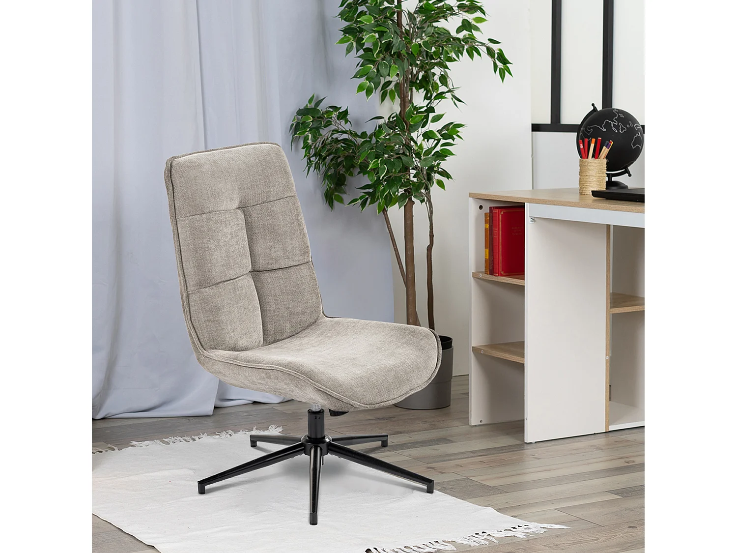 Fauteuil pivotant réglable en hauteur sans accoudoir en chenille style moderne,CHARLOTTE