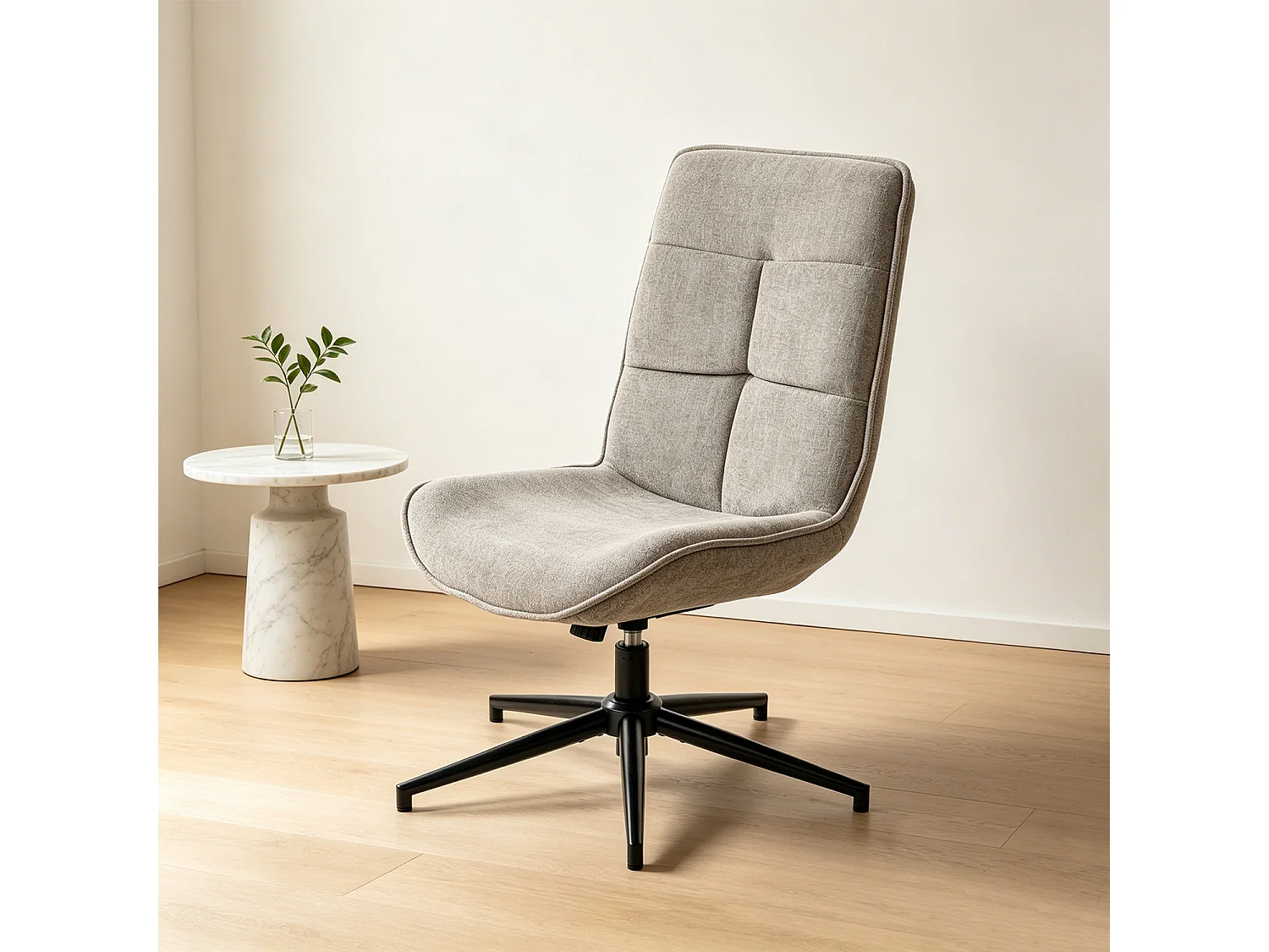 Fauteuil pivotant réglable en hauteur sans accoudoir en chenille style moderne,CHARLOTTE
