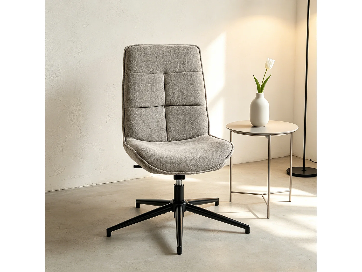 Fauteuil pivotant réglable en hauteur sans accoudoir en chenille style moderne,CHARLOTTE