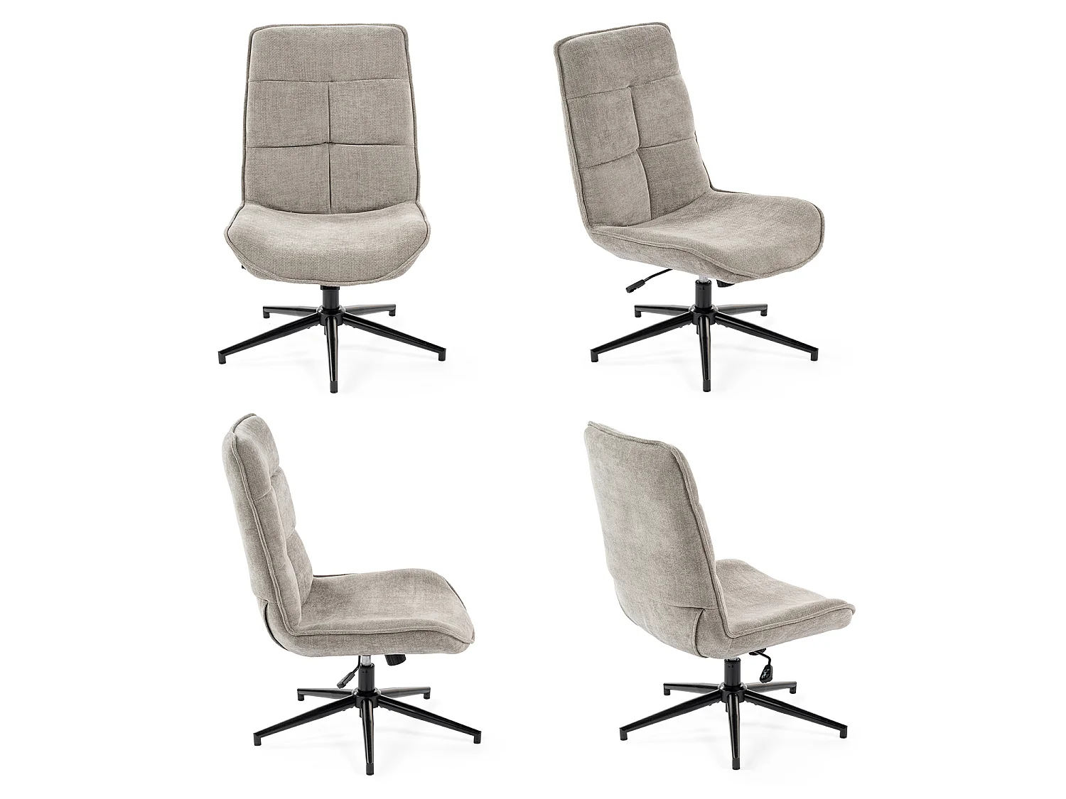 Fauteuil pivotant réglable en hauteur sans accoudoir en chenille style moderne,CHARLOTTE