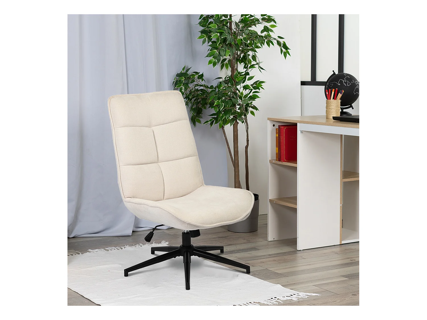Fauteuil pivotant réglable en hauteur sans accoudoir en chenille style moderne,CHARLOTTE