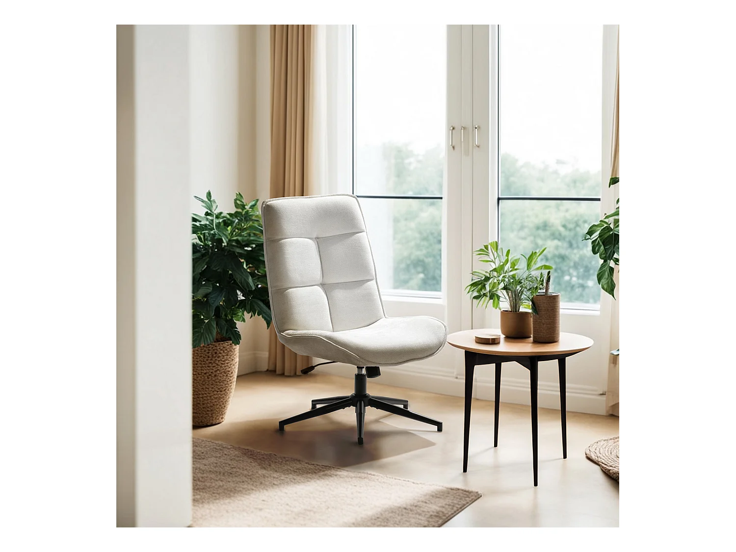 Fauteuil pivotant réglable en hauteur sans accoudoir en chenille style moderne,CHARLOTTE